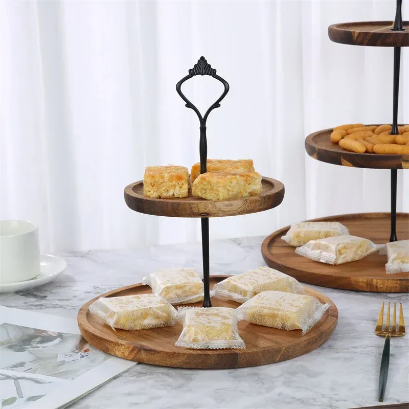 2/3-lagiger abnehmbarer Tortenständer aus Holz, Tablett für Trockenfrüchte, Obstsnackschale, Hochzeitsdessert, Süßigkeiten-Ausstellungsständer, Cupcake-Obstteller_voghion.com