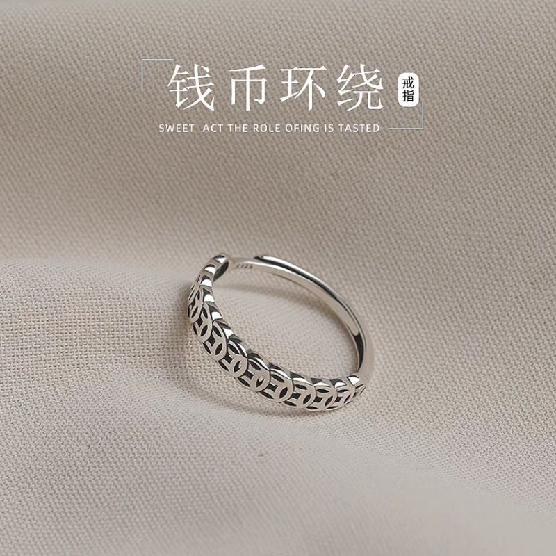 Coppia di nuove monete in stile cinese per uomo e donna, design di nicchia leggero e lussuoso, anelli di alta qualità, semplici e attraenti._voghion.com