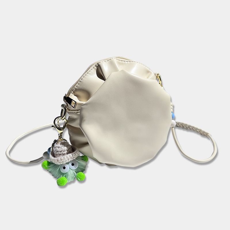Borsa a tracolla piccola rotonda con motivo a nuvola rugosa, stile coreano 2023, versatile e alla moda, per donna, estiva_voghion.com