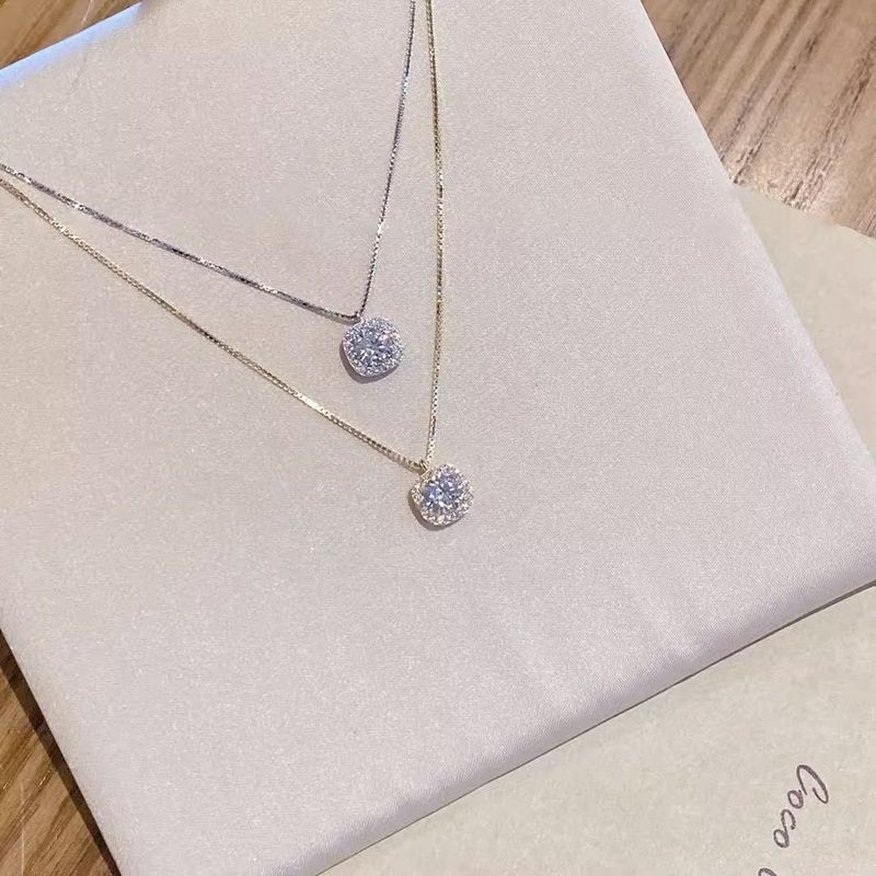 Con collana quadrata in argento sterling placcato S! Collana con diamanti per donna estate 2023, moda, lusso leggero, design di nicchia, moda, lusso, design,_voghion.com