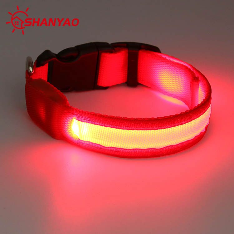 LED Light-Up Flashing Fabric Fiber Optic Collar Outdoor Walking Necklace Pet Dog Neck Ring Wholesale_voghion.com