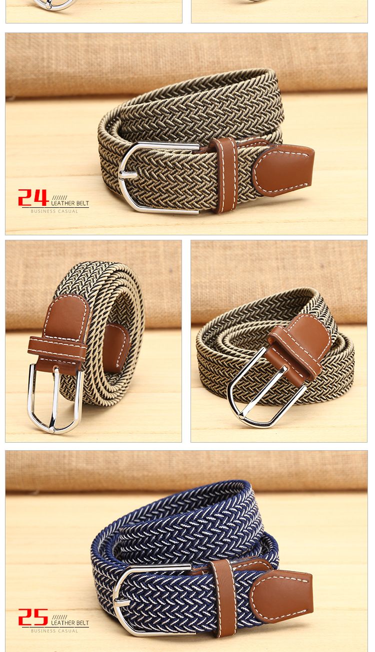 Unisex 39 color elastic woven elastic belt men's and women's belt canvas belt_voghion.com