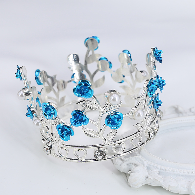 Copricapo da sposa in lega con corona di fiori di compleanno transfrontalieri originali, corona di fiori, foglie rotonde per bambini, corona di rose_voghion.com