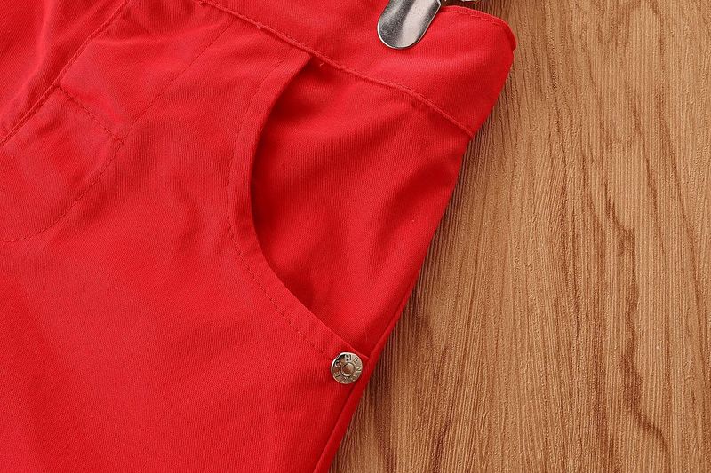Mother & Kids Dress Suit Boys Short Sleeved Tie Shirt Red Suspender Shorts Two Piece Set_voghion.com