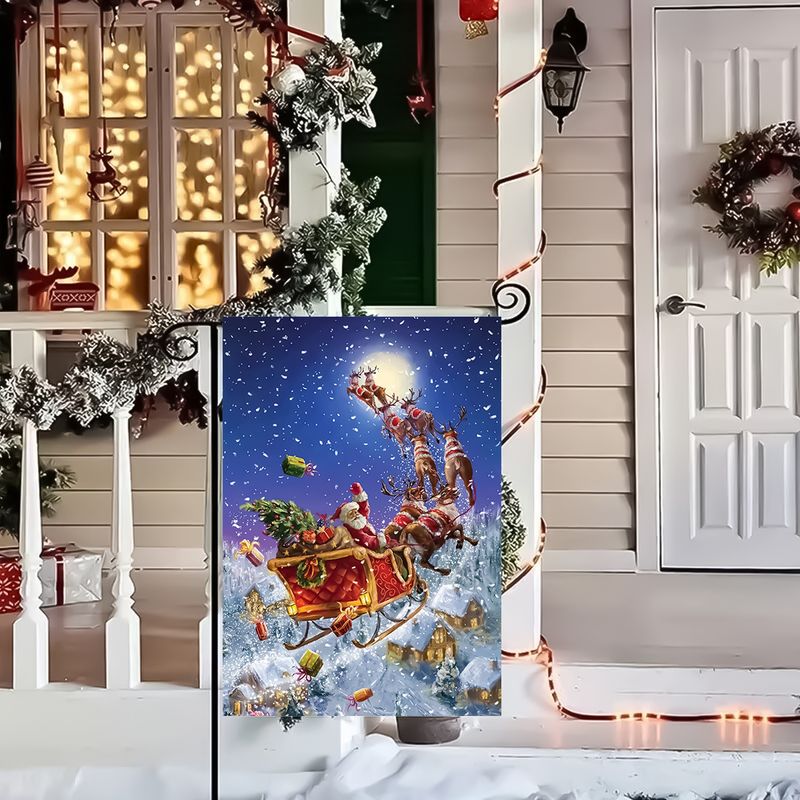 Cross-border special for Christmas series truck reindeer Christmas Snowman double-sided printing garden decoration garden flag flag_voghion.com