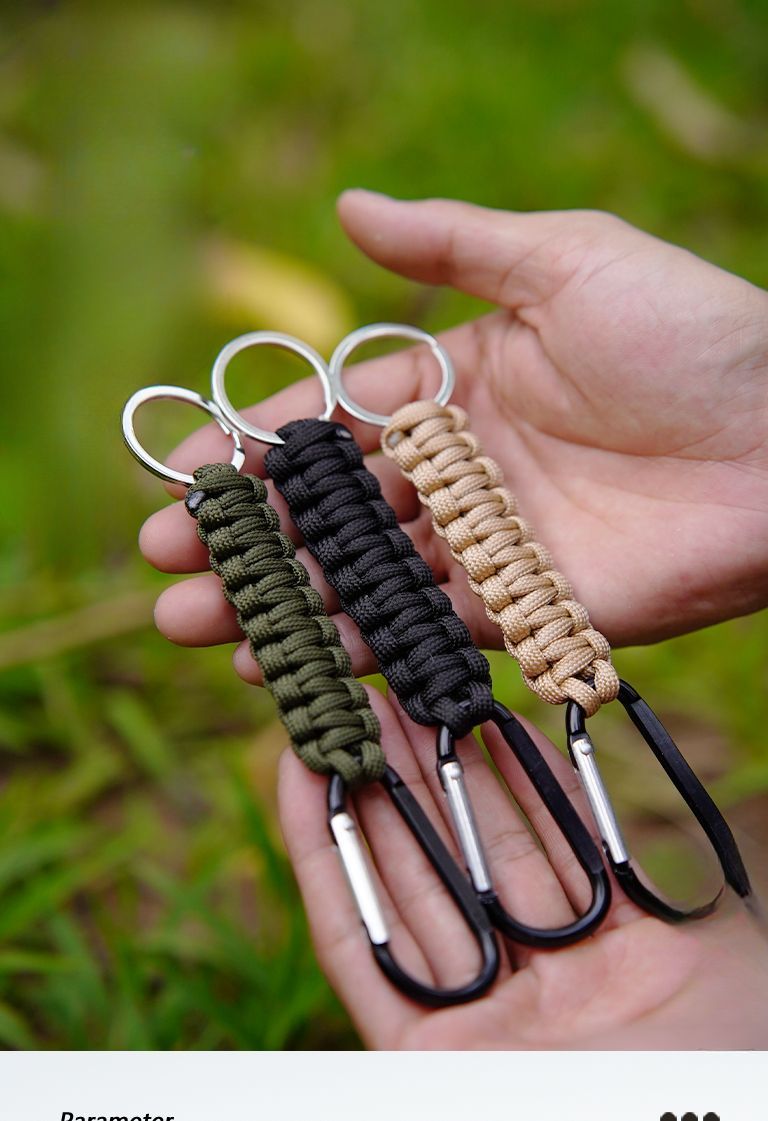 Portachiavi intrecciato fatto a mano con moschettone in paracord a sette fili, per escursionismo, campeggio, picnic e sopravvivenza_voghion.com
