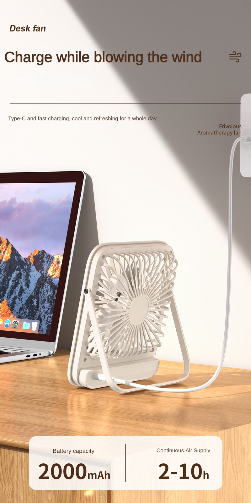 Desktop Small Portable Outdoor Office USB Folding Digital Display Ultra Slim Fan_voghion.com