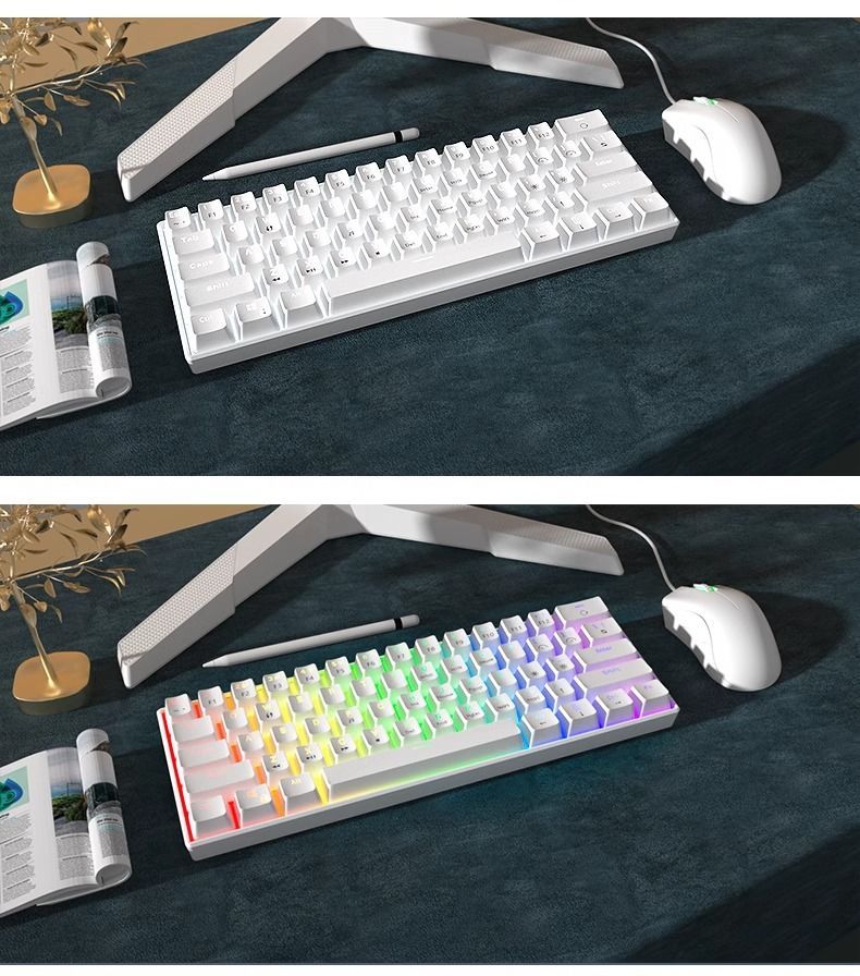 61-key Tri-mode Mechanical Keyboard Wireless 2.4G Bluetooth Portable Office Gaming Wired Laptop 68-key_voghion.com