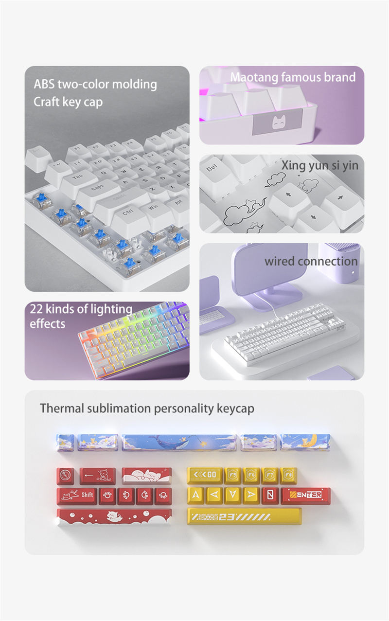 Métal mat nouveau panneau ing couleur clavier mécanique filaire clé de rétroéclairage coloré jeu d'interface USB hors ful_voghion.com