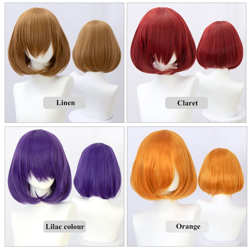 Hot selling TALANG Synthetische Korte Bob Steil Haar 35 CM Met Trimbare Pony Lolita Ombre Roze Rood Blauw Paars Cosplay pruik Voor_voghion.com