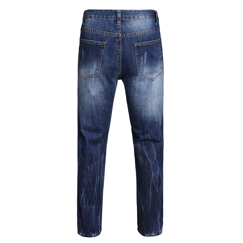 Man's clothing Personality Lightning tear hole 3D digital print fashion jeans_voghion.com