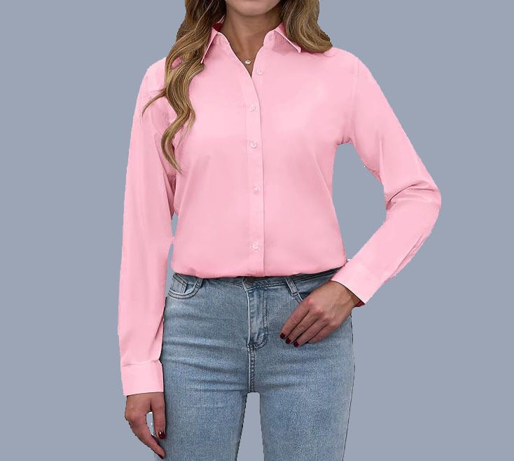 Women's Clothing Large Size Foreign Trade Polo Collar Women's Shirt Loose Fashion Temperament Solid Color_voghion.com
