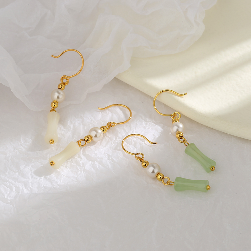 Timbro VENUS Orecchini in giada Hetian color oro per donna Ragazza geometria Perla Gioielli etnici Regalo Dropshippi_voghion.com