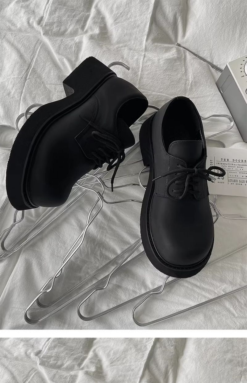 Thick Sole 5cm Couple Retro High Street Ins Big Head Leather Shoes_voghion.com