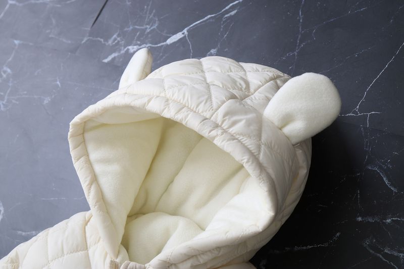 Cozy Fleece-Lined Hooded Baby Jumpsuit With Adorable Ear Design - Winter Warm One-Piece Romper For Toddlers (1-3 Years, 80-100cm) - Soft Polyester_voghion.com
