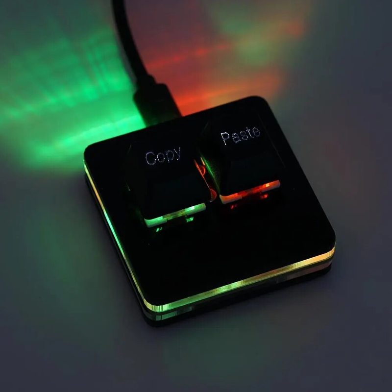 Copy and Paste 2 Key Mini USB Keypad RGB One Handed ro Programming Mechanical Gaming Keyboard Black / White_voghion.com