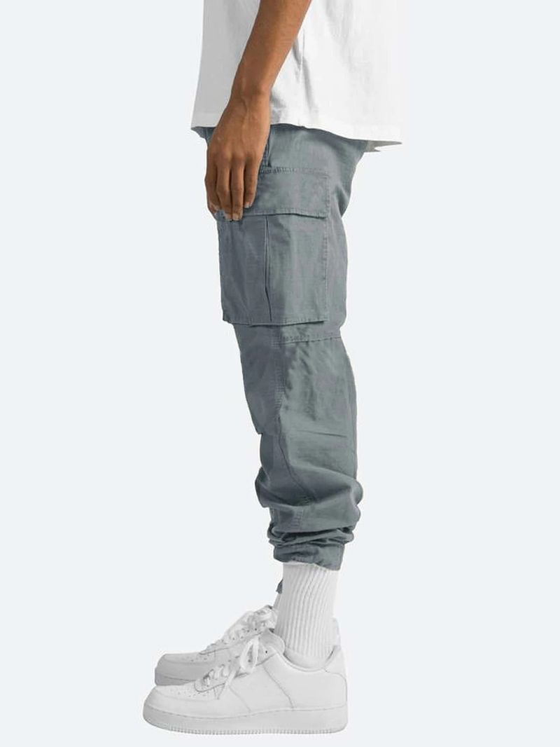 2024 Sommer Neue Herren Arbeitskleidung Kordelzug Multi Pocket Freizeithose_voghion.com