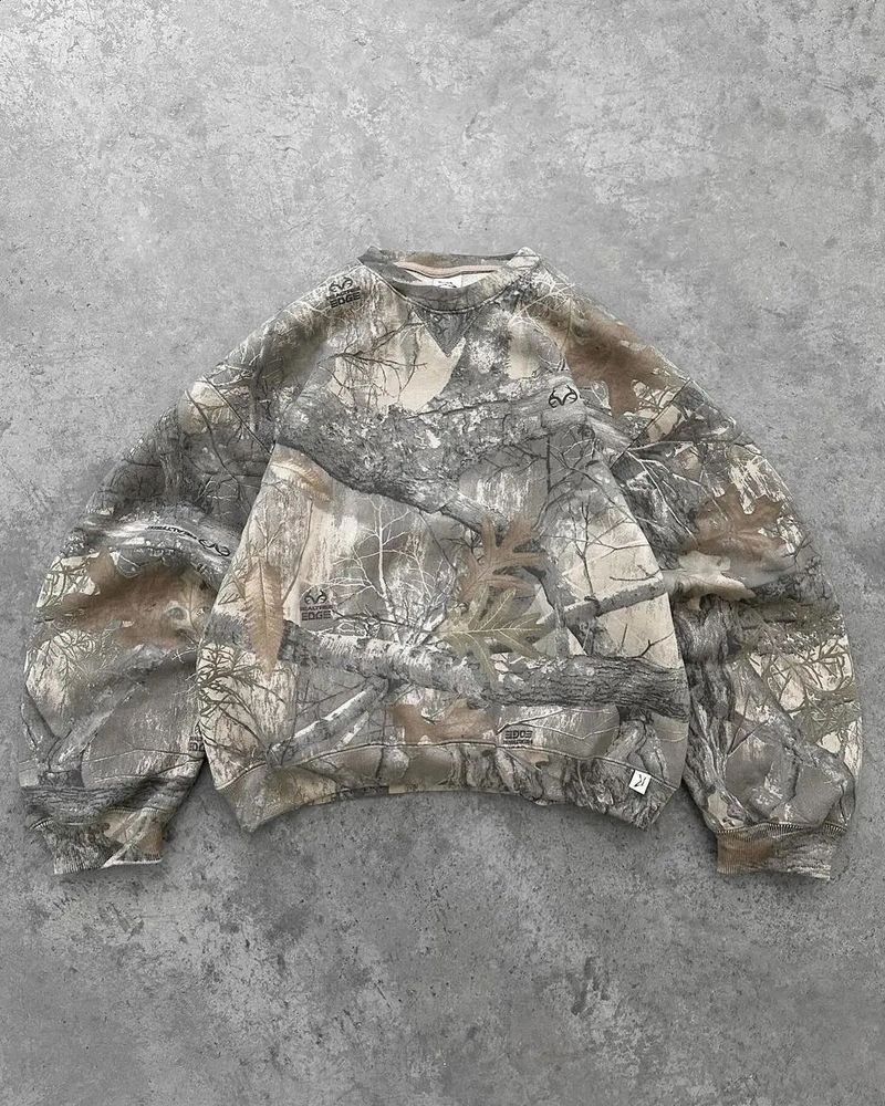 Felpa girocollo stile americano, nuova, casual, con stampa a foglie, ampia e versatile._voghion.com