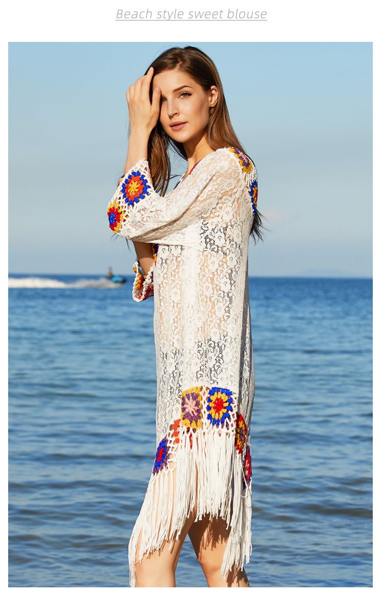 Sonnenschutz-Überwurfkleid für den Strandurlaub in Übergröße für Damen_voghion.com
