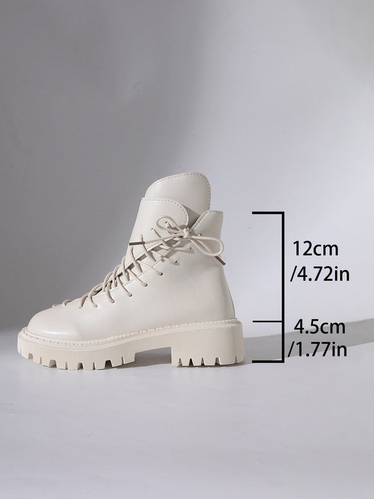 Women's Fashion Chunky Sole Martin Boots - Round Toe Lace-Up Ankle Boots With PU Leather Upper, Breathable & Lightweight For Spring & Autumn_voghion.com