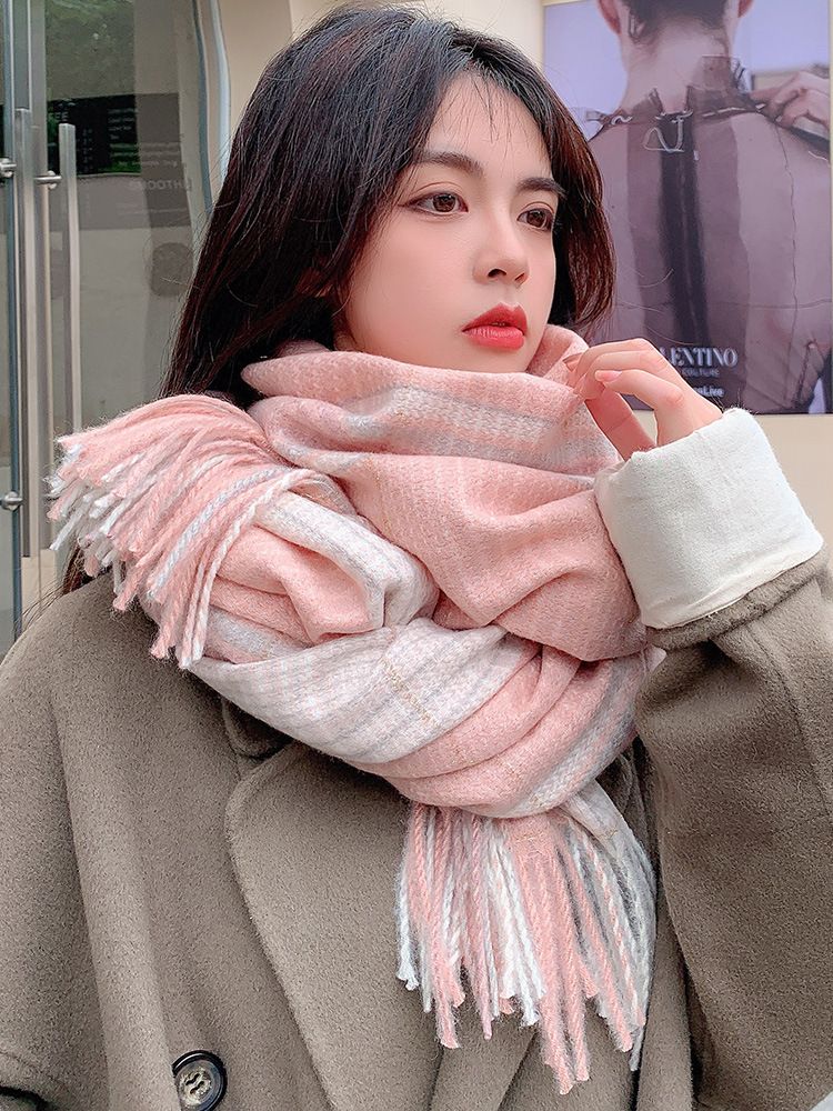 Donna a quadri in inverno, versione coreana di alta gamma, nuovo articolo autunno inverno, scialle in imitazione cashmere, versatile, spesso_voghion.com