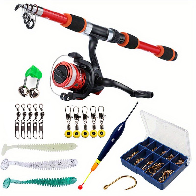 Sougayilang 70,87 tommer/5,9 fot komplett sett med Telescc fiskestang og snelle Baits Hoo reisestangsett_voghion.com