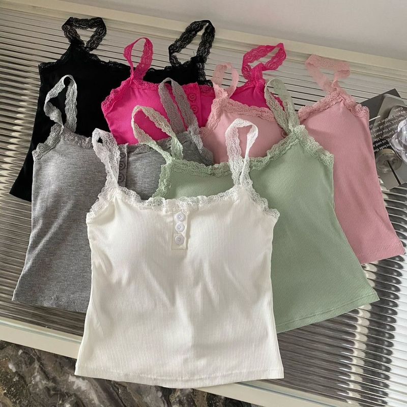 Women's Pure desire style lace suspenders white with chest pad vest for women in autumn outer wear beautiful back slim fit bottoming top_voghion.com
