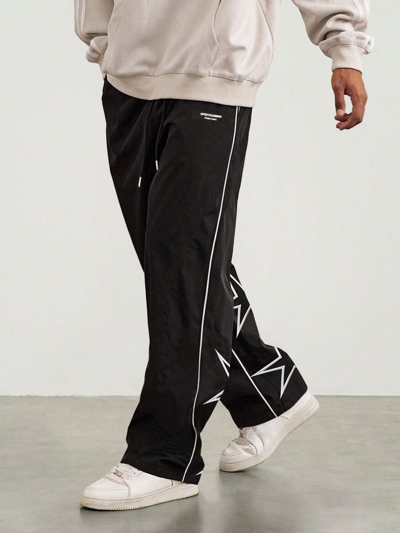 Men’s Casual Pants – Retro Loose Fit With Cosmic Embroidery, Drawstring Waist (S-XXL, 5 Colors) – Lightweight & Breathable For Summer_voghion.com