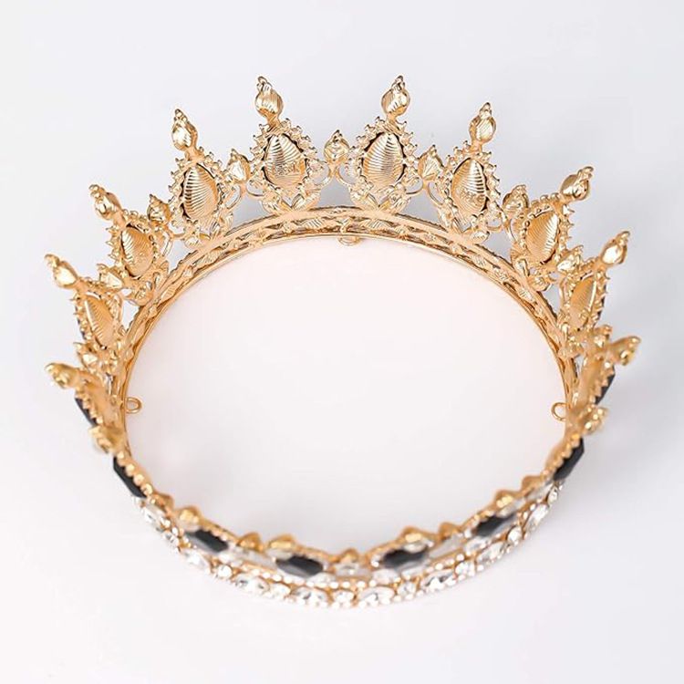 Barocke runde Krone, Legierung, Kopfschmuck, Braut, Hochzeitskleid, Zubehör, Geburtstag, Erwachsene, Zeremonie, runde Krone_voghion.com