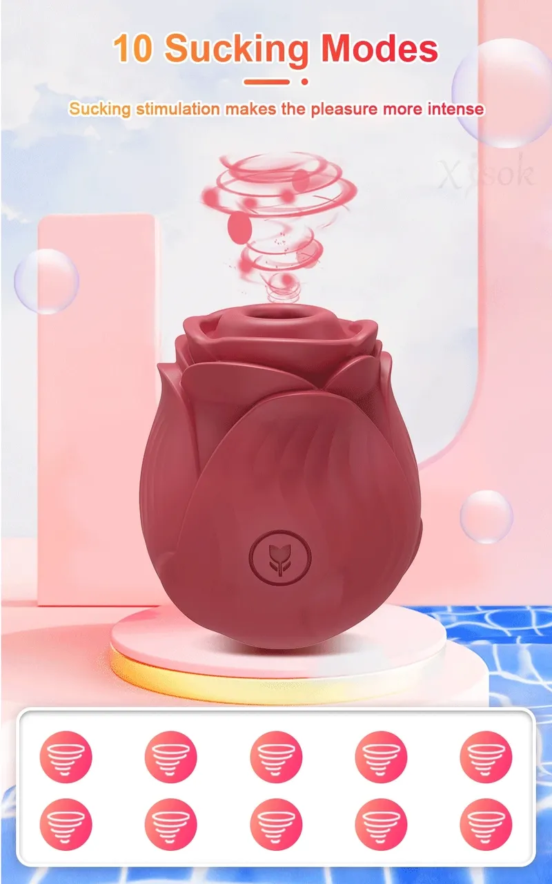 Vibromasseur à succion de rose pour femme, gode à poussée, succion de tétons, stimulateur de clitoris, œuf vibrant féminin, jouets sexuels pour adultes_voghion.com
