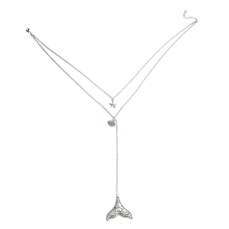 Gioielli di tendenza, stelle marine, capesante, coda di pesce, collana multistrato, catena corta per clavicola_voghion.com