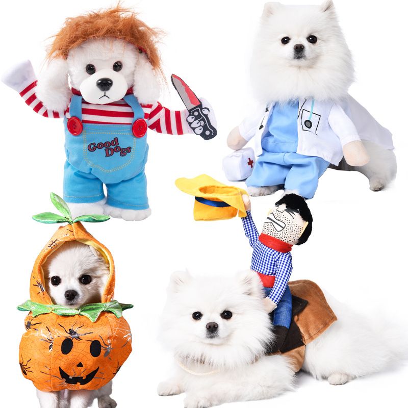 Halloween-Hundekleidung für kleine Hunde, lustiges und skurriles Transformations-Outfit, Teddy-Katze, kreative Haustierbekleidung_voghion.com