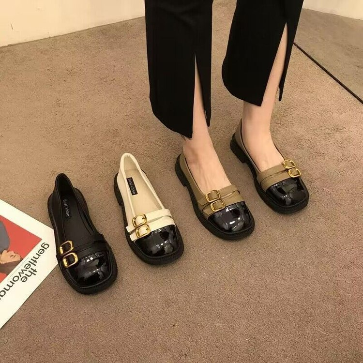 Mary Jane Damenschuhe, neue Retro-Schuhe aus kleinem Leder im britischen Stil, vielseitige, flache, französische, lässige Einzelschuhe_voghion.com