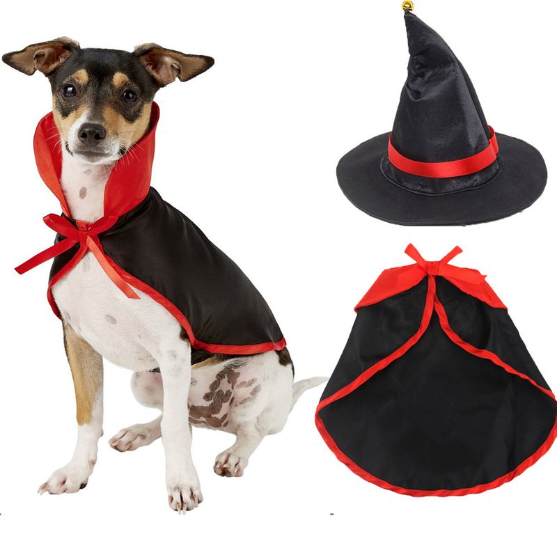 Multiple Halloween Wizard Cape Sets Pet Dog Cat Hat Accessories 2022 New Printed_voghion.com