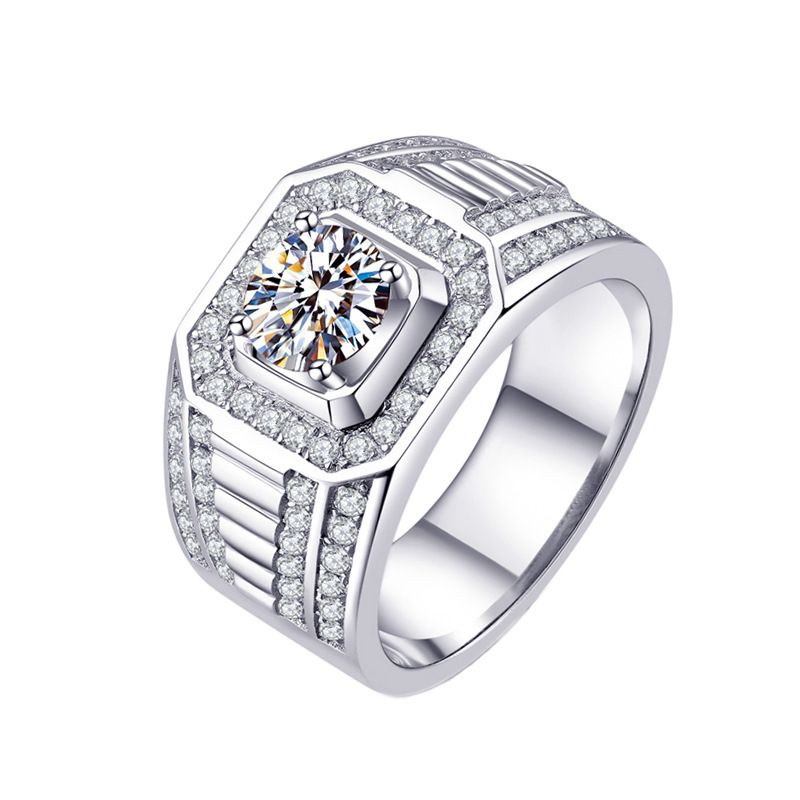 Bold Unique One Carat Moissanite Men's Fashionable And Elegant Business Band Ring_voghion.com
