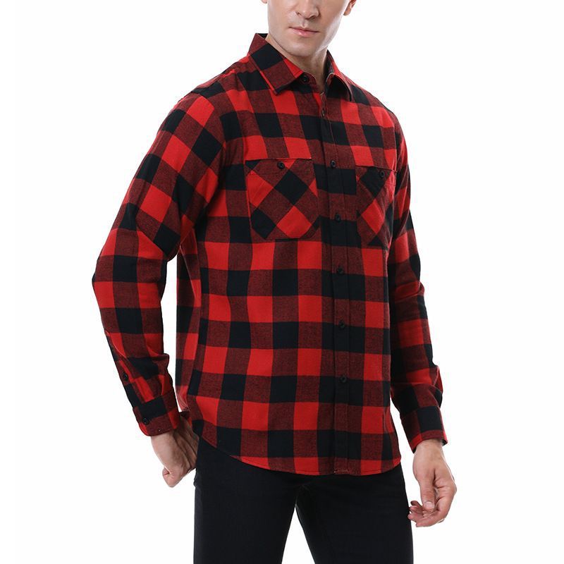 camicia calda da uomo in flanella scozzese 8103_voghion.com