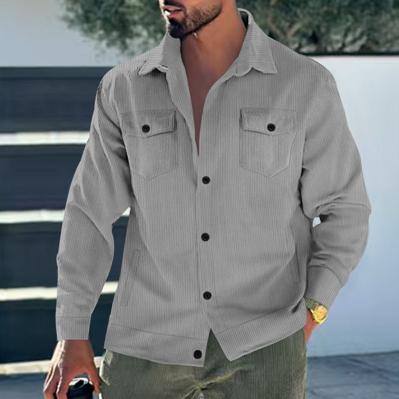 Men's Corduroy Jacket – Single-Breasted Notch Lapel, Breathable & Wrinkle-Resistant, Multi-Pocket Casual Blazer (S-XXXL, Autumn Essential)_voghion.com