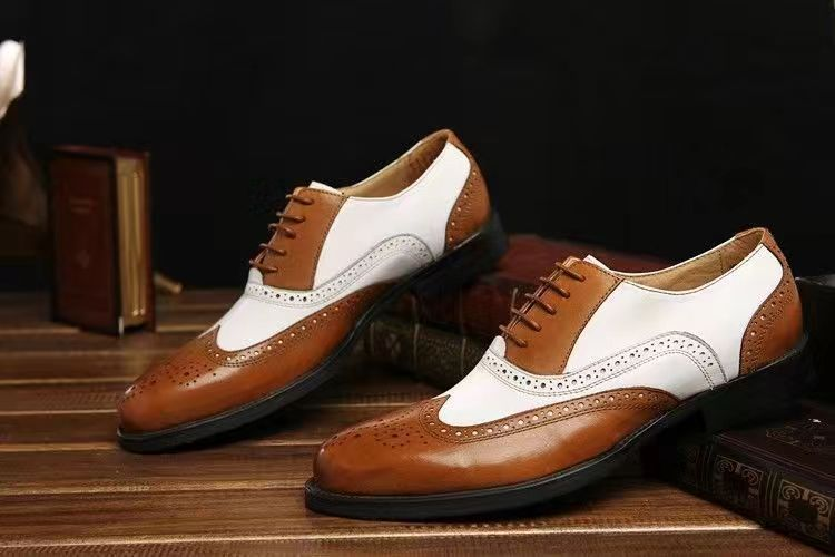 Vīriešu Brogue apavi Vīriešu Oksfordas formāli Brogue mežģīņu āda _voghion.com