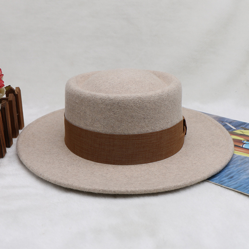 Hutt Damen Hierscht a Wanter Woll Platten Top Ring Zylinder Briteschen Retro Breetrand Woll Wäissen Jazz Hutt_voghion.com