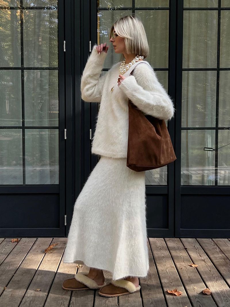 Zipper Printed 2025 Autumn Winter Ins Style Knitted Two-piece Sweater Set For Women Breathable Resistant Dress Attire_voghion.com
