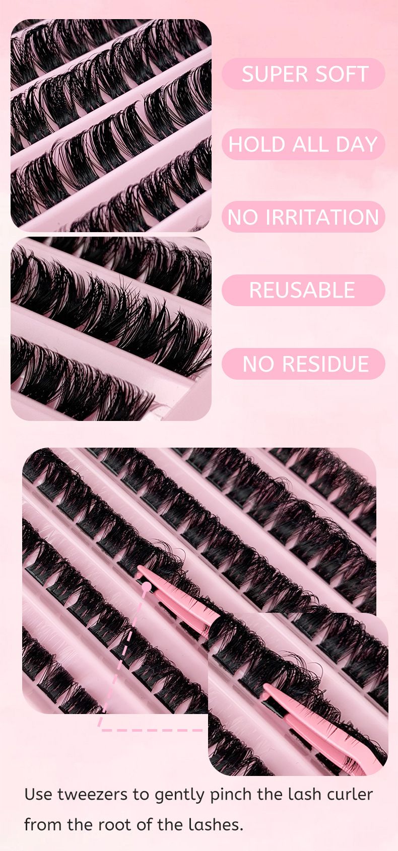 Self-grafting eyelash Glue tweezers Set Hot melt Segment three piece set single cluster 100P hair eyelashes_voghion.com