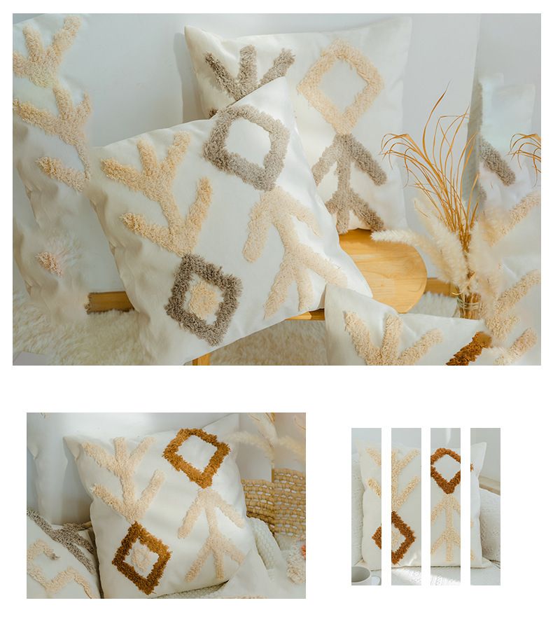 Geometric Lumbar Pillow Cover - Office & Living Room Support Cushion Case (50x50cm Multi-Purpose Breathable Fabric Hidden Zipper)_voghion.com