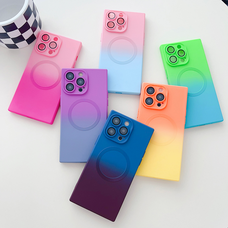 For Magsafe Matte Gradient Camera Lens Protector Case For iPhone 14 Pro Max 13 12 11 Pro Max Wireless Charger Magnetic New Cover_voghion.com