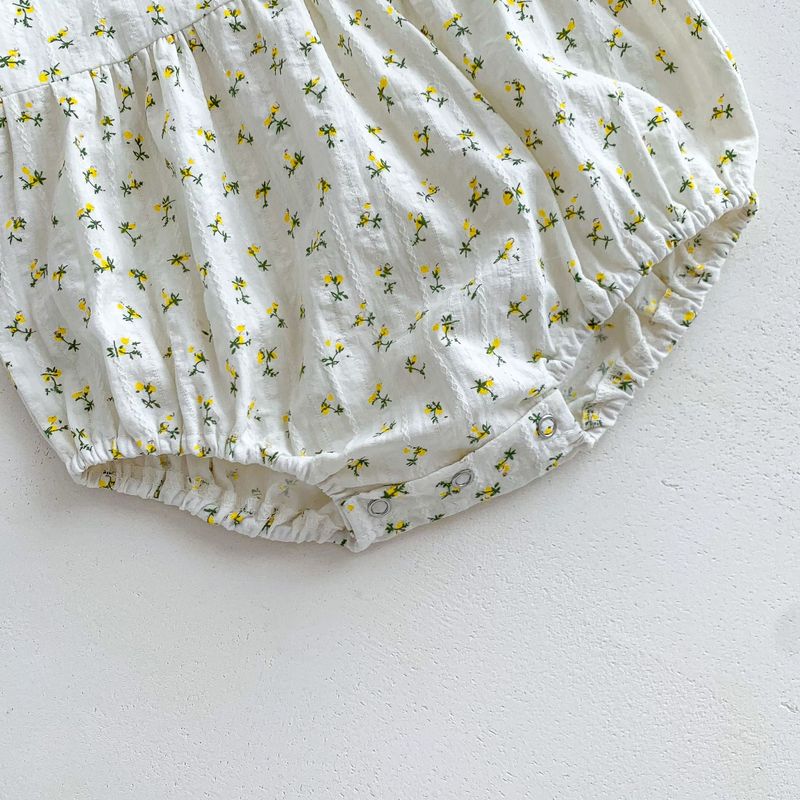 Baby jumpsuit summer, thin short sleeved bag buttocks, Korean version of floral girl baby triangle climbing suit for_voghion.com