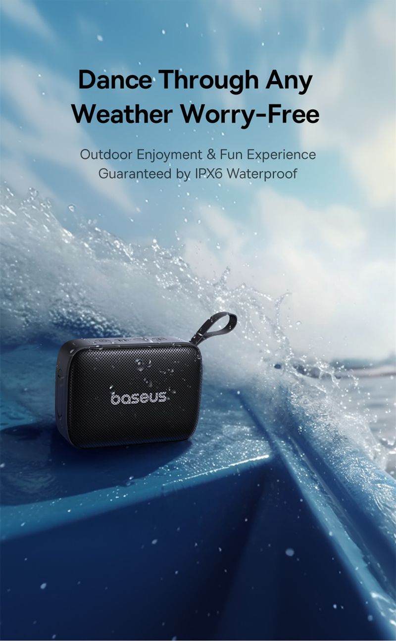 Baseus AeQur 30 Mini Bärbara Bluetooth Högtalare Basdrivrutiner IPX6 Vattentät 12 Timmars Batteritid Bluetooth 5.3 Camping_voghion.com