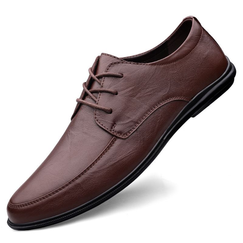 Business British Style Casual Soft Sole Non-Slip Breathable Leather Men's Work Shoes_voghion.com