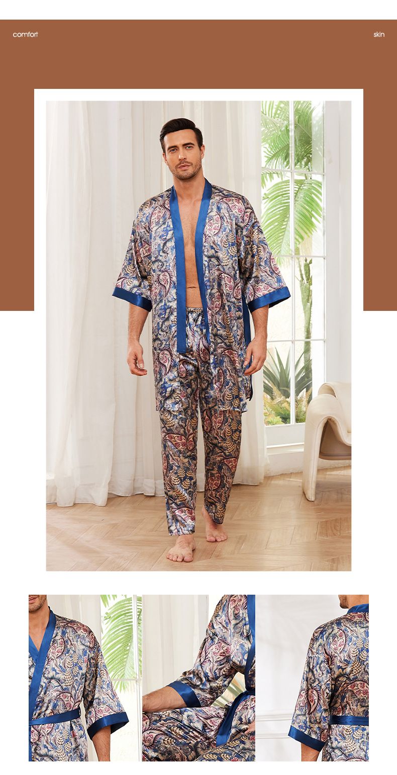 New Loungewear Men's Autumn Thin Long Sleeve Pajamas Bathrobes_voghion.com