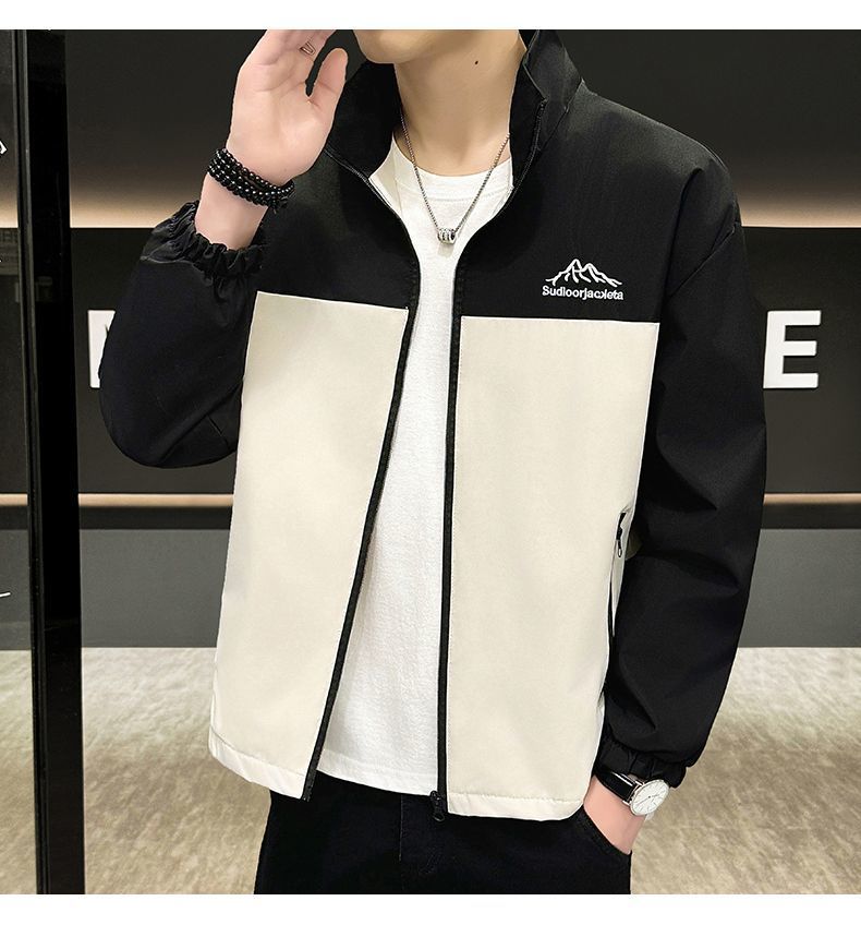 Spring And Autumn Trendy Casual Sports Jacket Men's Thin Loose Stand Collar Windbreaker Waterproof Coat_voghion.com