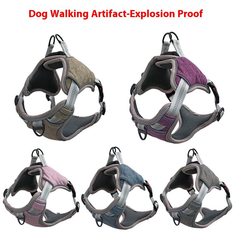 Fivela ajustável refletiva para animais de estimação ao sair, alça confortável no peito para cães de grande e médio porte_voghion.com