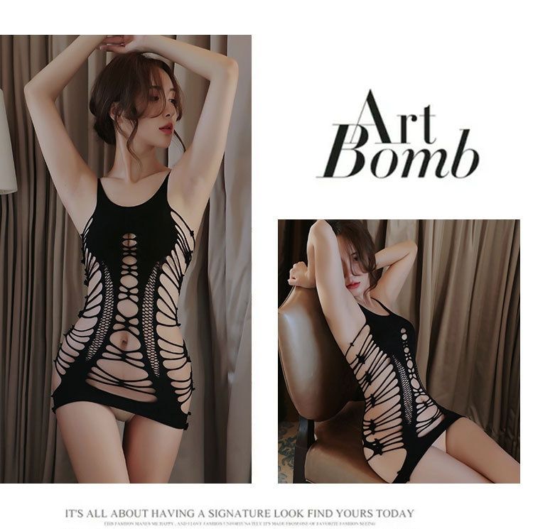 luckyqqyp Lingerie sexy taglie forti europea e americana da notte lunga, stile con spalline corte, abito in rete monopezzo, dropshipping 8020_voghion.com